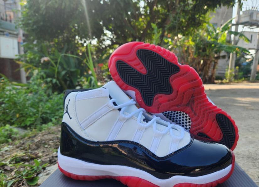 Youth White/Black/Red Running Weapon Air Jordan 11 Shoes 040